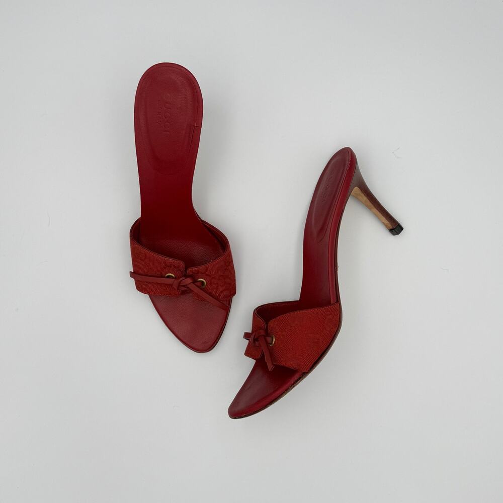 Gucci Tom Ford Era GG Monogram Canvas Red Slides Size 37.5